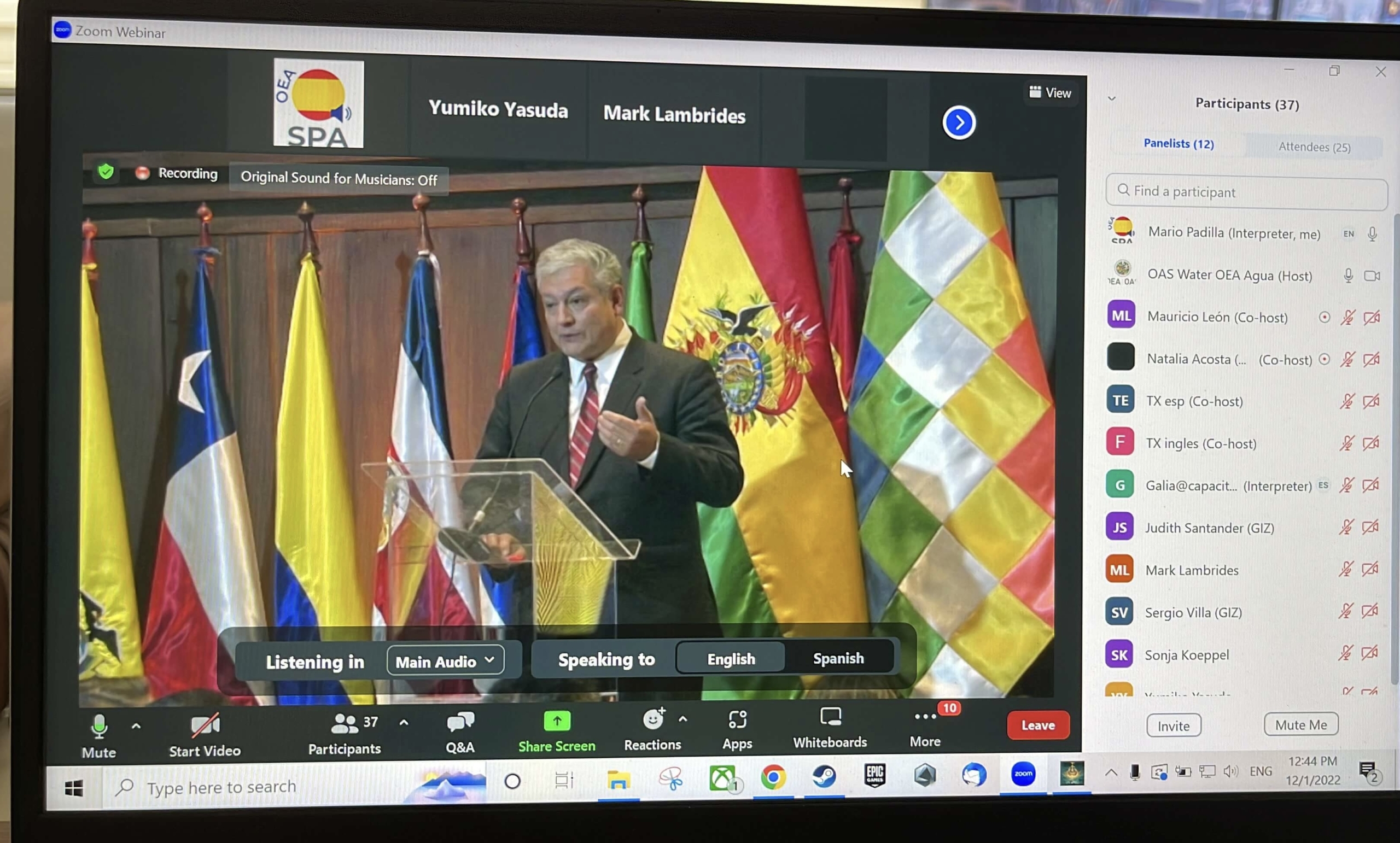 Remote simultaneous interpretation on Zoom during a hybrid event